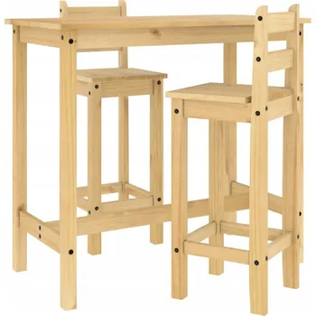 Jídelní set 3dílná barová souprava, masivní borové dřevo