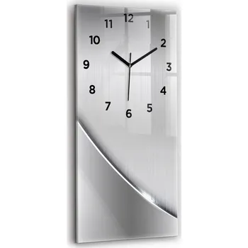 Hodiny Vertikální skleněné nástěnné hodiny do obýváku S Potiskem, stříbrný vzor, 30x60 cm