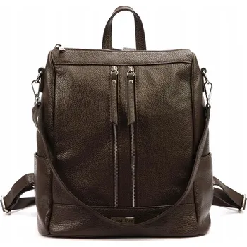 Kožený Batoh DOLLARO dámský městský A4 MiaMore čokoláda tmavě hnědá
