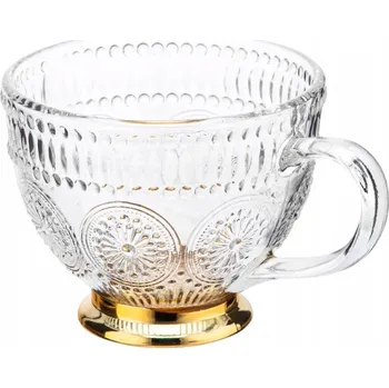 Altom Design Daisy 430ml Gold sklenice Šálek na kávu a čaj s stonkem