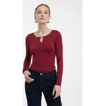 Bordový dámský top s dlouhým rukávem Orsay modrá | tmavě červená 3500183