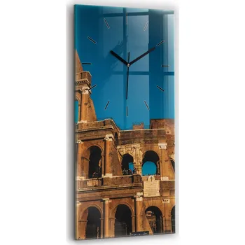 Hodiny Velké skleněné nástěnné hodiny s grafikou - Tiché - Koloseum v Itálii 30x60 cm