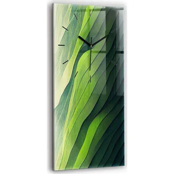 Hodiny Skleněné hodiny s tichým mechanismem Loft nástěnné Abstrakce zelená pole 30x60