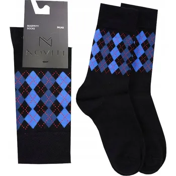 Pánská móda PONOŽKY PÁNSKÉ PONOŽKY PREMIUM modré ROMBY VZORY 39/42 V006o.