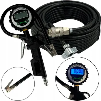 Příslušenství ke kompresoru Hadice pro huštění pneumatik 18m s pistolí a digitálním manometrem AGRO TIR BUS