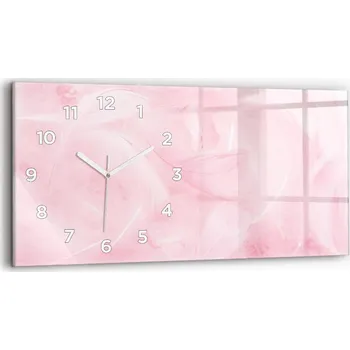 Hodiny Horizontální Skleněné Nástěnné Hodiny Do Kanceláře s Motivem Pírka Abstrakce 60x30 cm