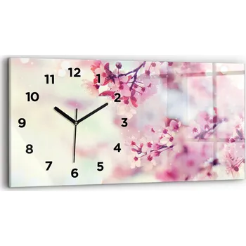 Hodiny Nástěnné hodiny kulatý dekorativní klasické kuchyňské 60x30 cm Květiny jaro