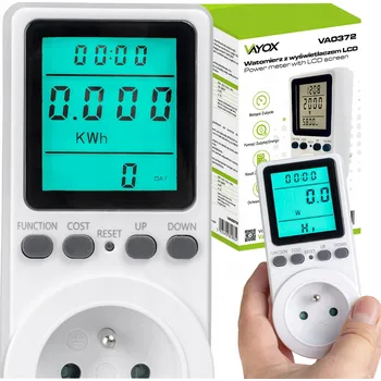 Měřič spotřeby WATTMETR MĚŘIČ SPOTŘEBY ELEKTRICKÉ ENERGIE PROUDU VÝKONU 16A VAYOX