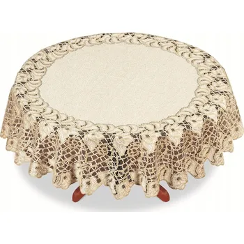 ubrus Žakárový ubrus vzor 04277 prům. 120 cm kulatý krémový, silná příze