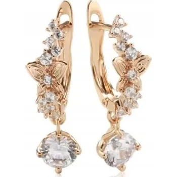 Náušnice Zlaté Náušnice 585 s růžově zlatými zirkony