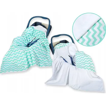 Zavinovačka Oboustranná deka do autosedačky - Chevron mátová