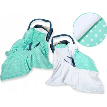 Zavinovačka Oboustranná deka do autosedačky - Bílé puntíky na