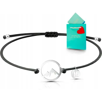 Náramek Náramek na šňůrce nekonečno srdce stříbrný s písmenem Ag 925