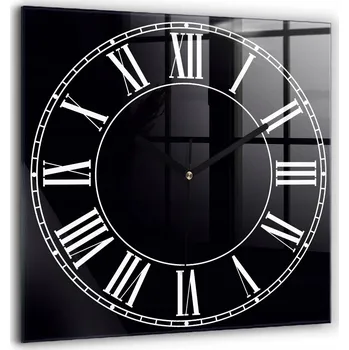 Hodiny Moderní skleněné nástěnné hodiny Černé římské číslice velké průměr 60 cm