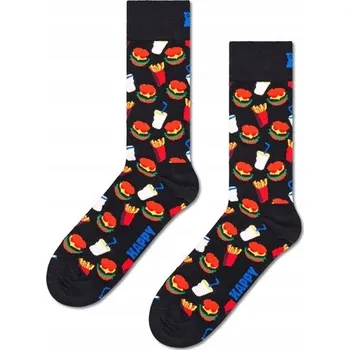 Pánské ponožky Ponožky unisex Happy Socks - černé / barevný hamburger 41-46