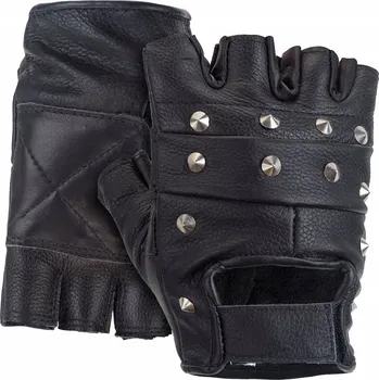 Rukavice RUKAVICE Kožené s CVOČKY Bez Prstů Punk Rock Fostex Černé M