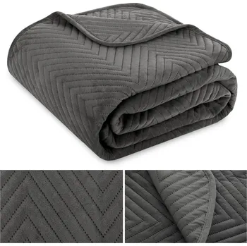 Prostěradlo Přehoz na postel Łóżkoholicy velur 200 cm x 220 cm šedý