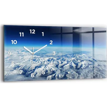 Hodiny Moderní skleněné foto hodiny na zeď horizontální 60x30 cm Loď rybářská loď v přístavu