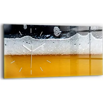 Hodiny Moderní skleněné nástěnné hodiny s potiskem 60 cm x 30 cm Detail piva