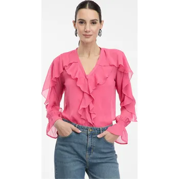 Dámská halenka Růžová dámská halenka s volány Orsay modrá | růžová 3500228