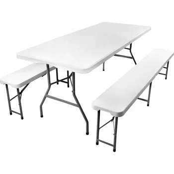 Zahradní stůl Skládací cateringový set: stůl s lavicemi 180 cm pro 8 osob