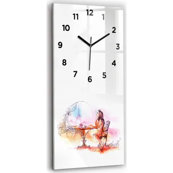 Hodiny Vertikální Skleněné Hodiny Tiché Bez Hlučnosti Nástěnné Žena pijící čaj 30x60