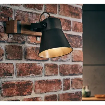 Brilliant 82110/46 Nástěnné svítidlo PLOW černá ocel + DŘEVO