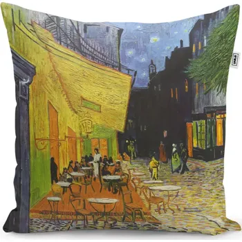 Polštář Sablio Polštář Terasa kavárny v noci - Vincent van Gogh - 40x40 cm