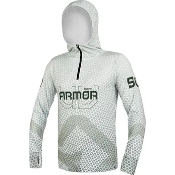 Rybářské oblečení Delphin Tričko S Kapucí UV Armor 50+ Olive XXXL