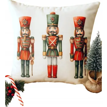 Povlak na dekorativní polštářek Vánoční povlak na polštář louskáček na ořechy 40x40 bílý dekorativní velurový