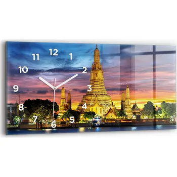 Hodiny Dekorativní nástěnné hodiny s krásnou grafikou 60 cm x 30 cm Chrám v Bangkoku