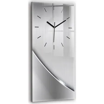 Hodiny Vertikální skleněné nástěnné hodiny do obýváku S Potiskem, stříbrný vzor, 30x60 cm
