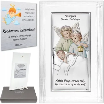 Obraz Stříbrný obrázek Andílci s lucernou Křest Svatý