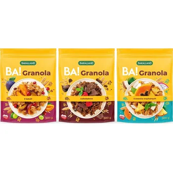Granola čokoládová bakaliová ovocná Bakalland BA! 3x300g snídaně mix