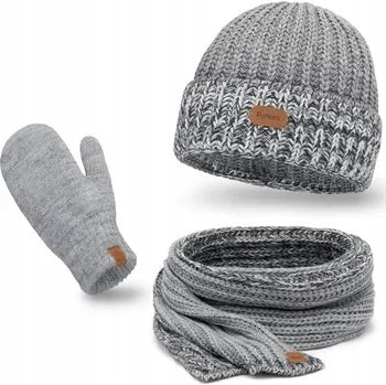 Čepice Dámská zimní souprava 3v1 šedá Čepice, šála a rukavice PaMaMi