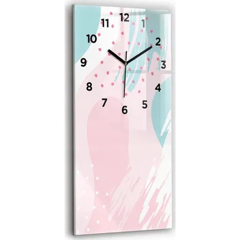 Hodiny Tiché nástěnné hodiny z tvrzeného skla Klasická Pastelová abstrakce 30x60