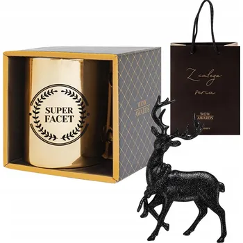 Vánoční ozdoba Sada na dárek PRO KLUKA, zlatý hrnek, jelen, vánoční ozdoba, vánoční ozdoba