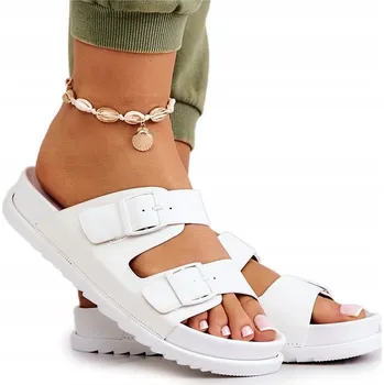 Dámské pantofle POHODLNÉ GUMOVÉ PANTOFLE S PŘEZKOU BÍLÉ 36