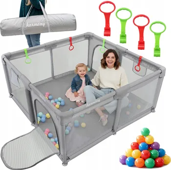 Dětská ohrádka Dětská ohrádka Harmony 140x140 cm, vícebarevná, s úchyty a 50 míčky