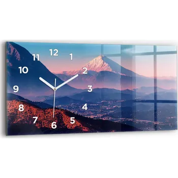 Hodiny Skleněné horizontální nástěnné hodiny S Potiskem Hory v San Antoniu USA 60x30 cm