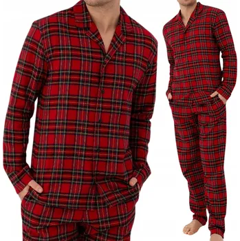 Pánské pyžamo SENSIS PÁNSKÉ PYŽAMO PHILIP ČERVENÉ KOSTKOVANÉ XL/42