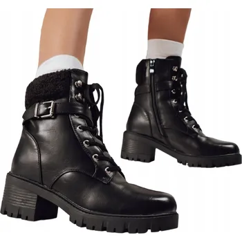 Dámská zimní obuv Dámské kotníkové boty šněrovací zateplené boty černé ZY1216 - 37