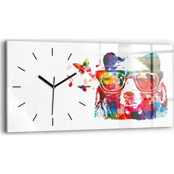 Hodiny Horizontální Skleněné Hodiny Minimalistické Nástěnné Hlava medvěda 60x30 cm