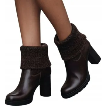 Dámská zimní obuv Dámské kotníkové boty hnědé ZY1315 - 37