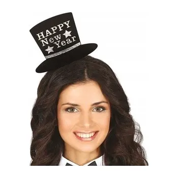 Čepice Čelenka Klobouček Stříbrný Nápis HAPPY NEW YEAR Silvestr Rok