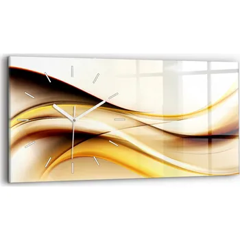 Hodiny Horizontální Skleněné Nástěnné Hodiny do Kanceláře s Abstraktním Vzorem Vlna 60x30 cm