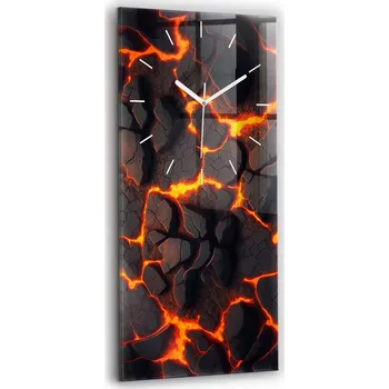 Hodiny Vertikální skleněné nástěnné hodiny do moderního interiéru Lávový kámen 30x60 cm