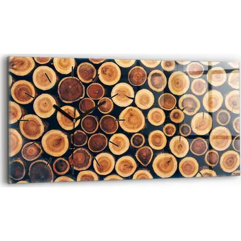 Hodiny Horizontální Skleněné Foto Hodiny Nástěnné Do Moderního Interiéru Dřevo 60x30 cm