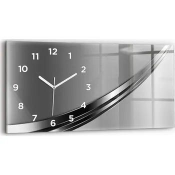 Hodiny Moderní skleněné nástěnné hodiny s potiskem horizontální 60x30 cm Stříbrné linie