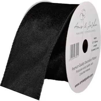Stuha Stuha sametová s drátkem černá 9.1 m